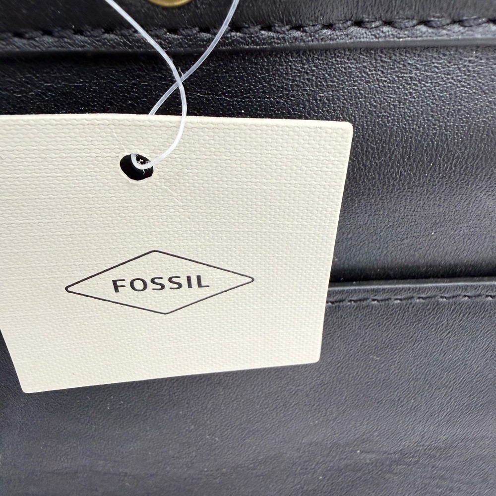 Fossil Haskell Workbag Black Leather Laptop Crossbody Tote Career Business - Picture 2 of 15